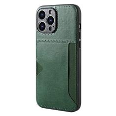 Imagem de Capa tipo carteira de couro com slot para cartão para iPhone 14 13 Pro Max 12 11 Pro Max 14 Pro 14 13 11 Capa traseira de couro vintage à prova de choque, verde, para iPhone 13 Mini