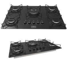 Imagem de Fogão Cooktop 5 Bocas Tripla Chama Realce Preto a Gás