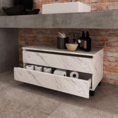 Imagem de Balcão Gabinete para Banheiro sem Cuba 80cm com rodízio e gaveta BN360