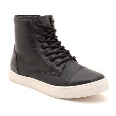 Imagem de Tênis Feminino Cano Alto Couro Fechamento Cadarço Casual