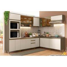 Imagem de Cozinha Modulada Henn Connect 13 Peças (4 Armários + 4 Balcões + 1 Paneleiro + 4 Complementos) C13P02 Duna/Cristal