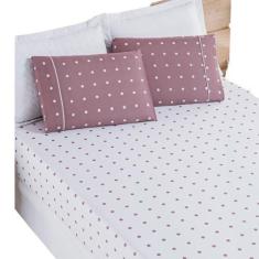 Imagem de Jogo Lençol Cama Casal 3 peças Micropercal 200 fios Petit Poá - Bia En