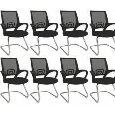 Imagem de Kit 8 Cadeiras para Escritório Interlocutor Visitante Preto