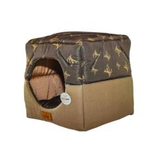 Imagem de Cama para Cachorro Toca Quadrada em Corino + Poliéster Marrom Claro LV Grande (GG) 55 x 55 x 55 cm