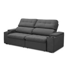 Imagem de Sofá Retrátil Reclinável 3 Lugares 230cm Ginevra F05 Veludo Grafite - Mpozenato