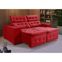 Imagem de Sofá Retratil Reclinável Pillow Em Veludo 1,90 Vermelho