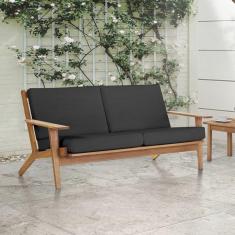 Imagem de Sofá 2 Lugares Lótus Stain Jatóbá Acquablock Preto Acquablock Preto/Stain Jatobá