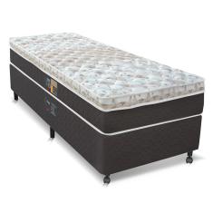 Imagem de Cama Box Solteirão Castor Sleep Class Hibrido com Mola Ensacada 64x96x203cm – Branco, Cinza e Marrom