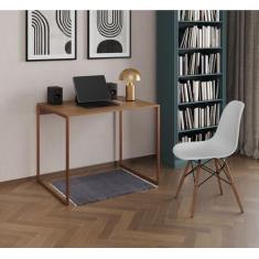 Imagem de Mesa Escrivaninha Industrial Tampo de Madeira 90x53cm Ferro Cobre - Im