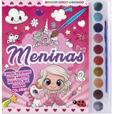 Imagem de Livro para Pintar Meninas Aquarela com 10 Cores e 1 Pincel