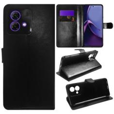 Imagem de Capa Case  Carteira Material Sintético Preto Compativel Para Moto G84