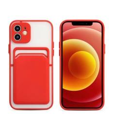 Imagem de Capa de telefone tipo carteira fosca transparente para iPhone 12 11 Pro Max X XR XS Max 6 6S 7 8 Plus SE 2 Lens Protection Slot para cartão Capa para bolsa, vermelha, para iPhone 8 Plus
