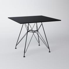 Imagem de Mesa Eiffel Quadrada 90Cm Tampo De Madeira Preto Com Base De Ferro Preto Cor: Preto
