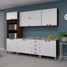 Imagem de Armário de Cozinha Completa 6 Peças com Tampo e Espaço para Micro-onda