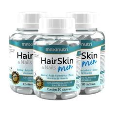Imagem de Kit 3 HairSkin Men Vitaminas e Minerais 90 Caps Maxinutri