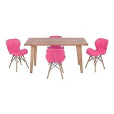 Imagem de Conjunto Mesa de Jantar em Madeira 150x80 Vértice + 4 Cadeiras Slim - 