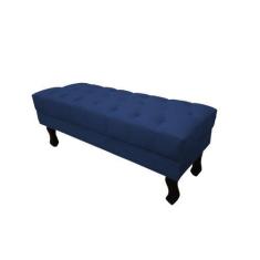 Imagem de Recamier Baú Luis Xv Capitonê Retrô 100 cm Suede Azul Marinho Ms Decor