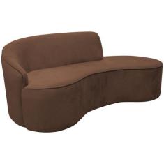 Imagem de Sofá Curvo 02 Lugares 150cm Eron Braço Direito Veludo Marrom - Nexta C