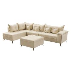 Imagem de sofá de canto cancun linho bege