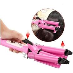 Imagem de Prancha Modelador Cabelo Ondulado Cacheado Tri-Ondas Rosa - Bc Bora Co