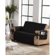 Imagem de Capa De Sofá 2 Lugares Cinza Laço E Porta Objetos Lateral