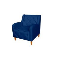 Imagem de Poltrona Decorativa Munique Suede  Marinho Pés Madeira Mz Decor