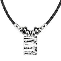 Imagem de DIYthinker Colar com textura irregular, joia, torque, pingente de corda de couro