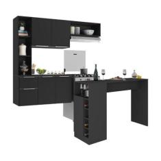 Imagem de Armário De Cozinha Com Bancada Americana/mesa Gourmet Sofia Multimóveis Mp2195 Preto Preto