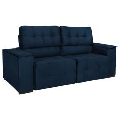 Imagem de Sofá Cama Retrátil Sala Vicenza 175cm Suede Cor Azul Marinho