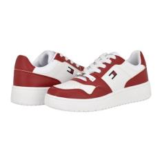 Imagem de Tommy Hilfiger Tênis feminino Twigye, Branco/Vermelho 142, 34