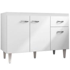 Imagem de Balcão Para Pia Gabriela Sem Tampo 120 Cm Flex Branco Ou Preto - Ajl M