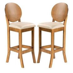 Imagem de Kit 2 Banquetas Alta para Área Gourmet 113 x 36 Cm Florence Madeira Ma