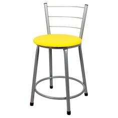 Imagem de Banqueta Baixa Para Cozinha Epoxi Cinza Amarelo