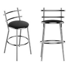 Imagem de Banqueta Cozinha Cromada Redonda Madri Média 60cm - Flape - 1 Unidade