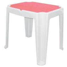 Imagem de Mesa plastica infantil versa branca com tampa de plastico rosa - Tramo