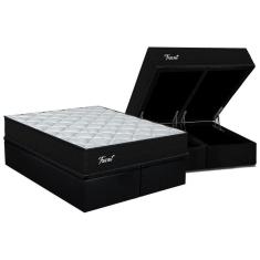Imagem de Cama Box Baú King: Colchão Molas Ensacadas Orthoflex MasterPocket Tricot + Base CRC Suede Black(193x203)