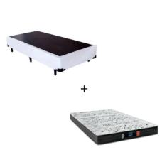 Imagem de Cama Box Solteiro - Tecido Sintético Branco com Colchão Extra Firme D28 - Suporta 80Kg
