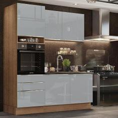 Imagem de Cozinha Compacta Madesa Lux com Armário e Balcão 5 Portas 3 Gavetas - Rustic/cinza