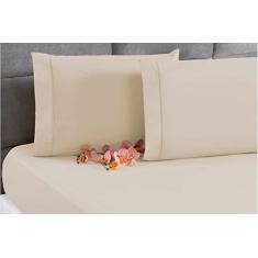 Imagem de Jogo Lençol Percal 200 Fios Ponto Palito Cama Queen 3pçs Palha
