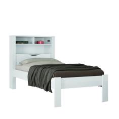 Imagem de Cama Solteiro Cabeceira Baú e Nicho Prateleira Invicta Contemporânea Santos Andirá Branco