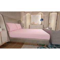 Imagem de Jogo de Lençol Zono Enxovais Cama King 3 Peças Malha 100% Algodão Rosa Claro