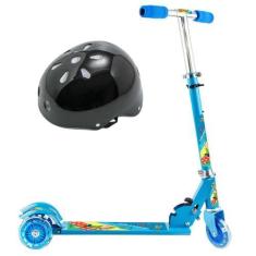 Imagem de Patinete Veloz 3 Roda Led Menino Radical + Capacete Infantil - Art Bri