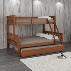 Imagem de Beliche Casal/Solteiro De Madeira Merk Com Cama Auxiliar Solteiro - Me