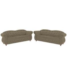 Imagem de Dois Sofás Chesterfield Merlô 3 lugares 1,80 - Veludo Nude / Decoração