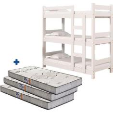 Imagem de Cama Treliche Solteiro Diamante Cor Branco Com 3 Colchões Gazin D20 -