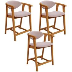 Imagem de Kit 03 Banquetas Baixa Para Cozinha Sala Jantar Bancada Cecília L02 Bo