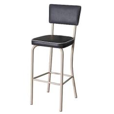 Imagem de Banqueta Cora Assento Estofado Preto Estrutura Aço Carbono Bege - 69439