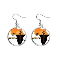 Imagem de Mapa da África de Savanna, elefante, vida selvagem, brinco pendente, joia feminina