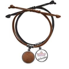 Imagem de DIYthinker Pulseira de couro marrom com design abstrato, corrente de mão, pulseira de princesa de couro