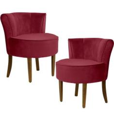 Imagem de Kit 02 Poltronas Decorativas Sala de Estar Base de Madeira Ayla Veludo